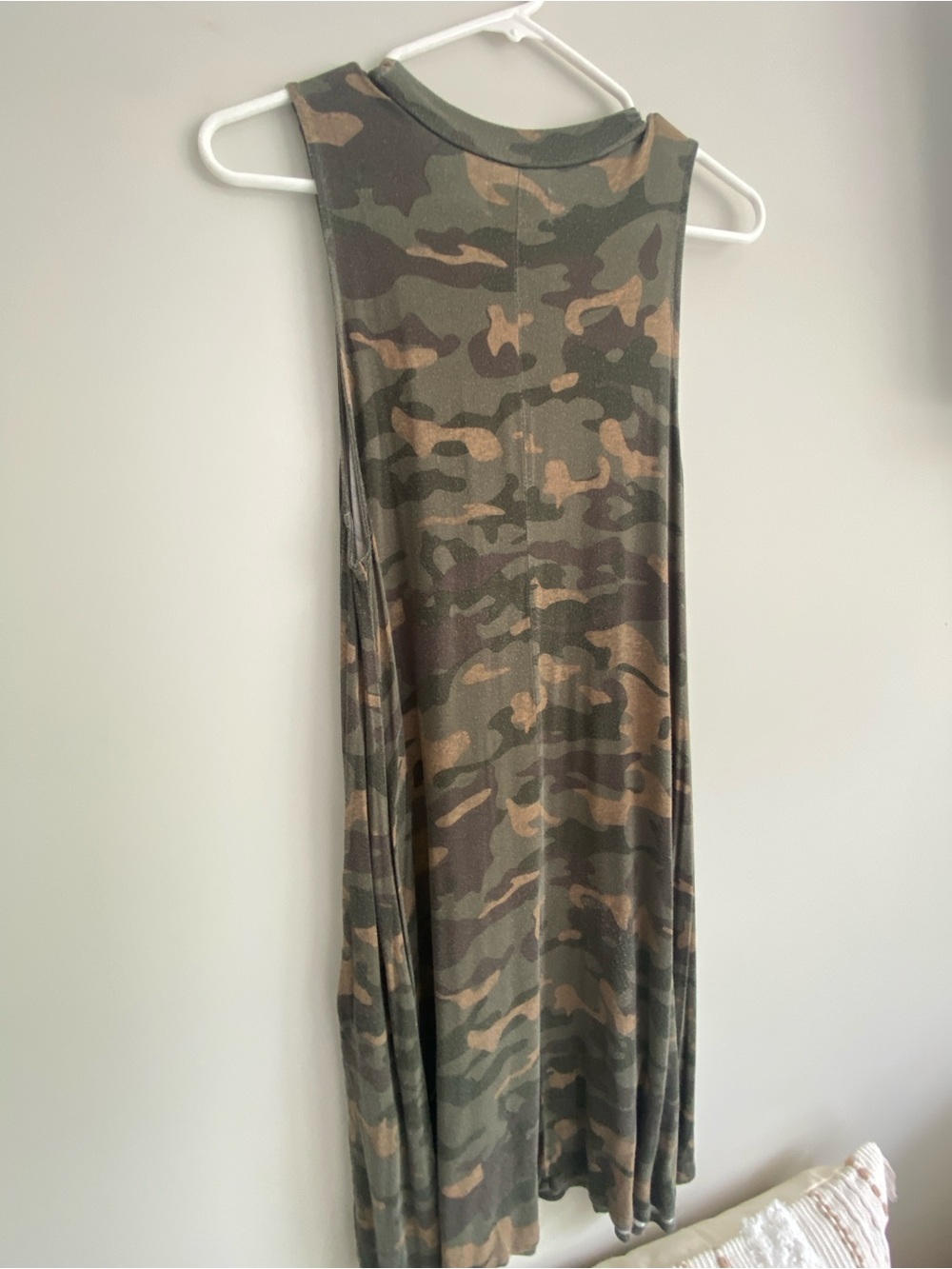 Mud Pie Camo Sleeveless Shift Dress in Olive & Brown - Picture 3 of 6